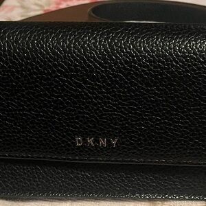DKNY Belt Waist Bag Fanny Black Leather Wristlet Wallet Case